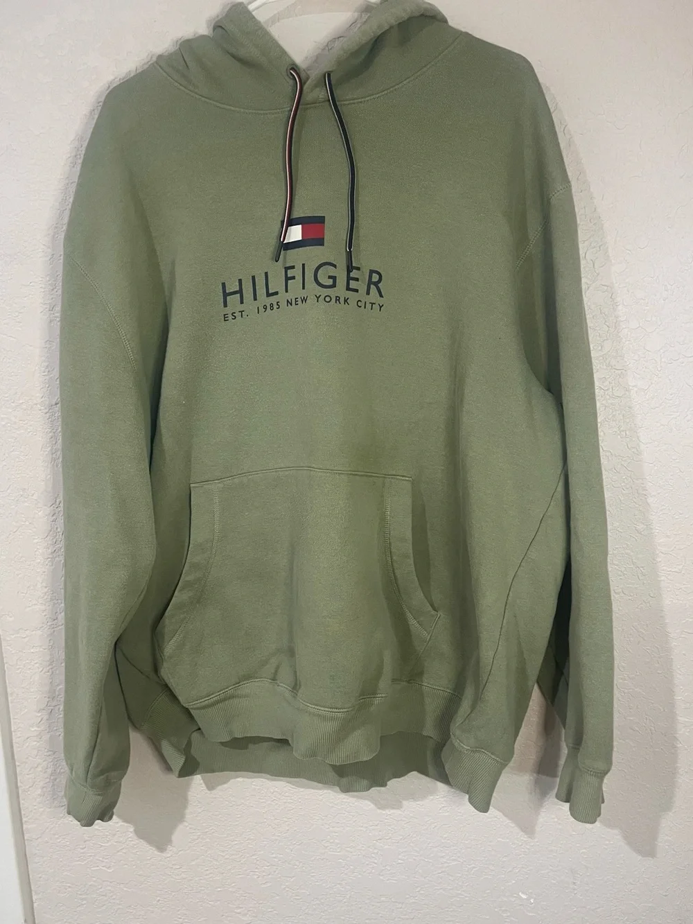 Tommy Hilfiger Olive Green Logo Crewneck Hoodie